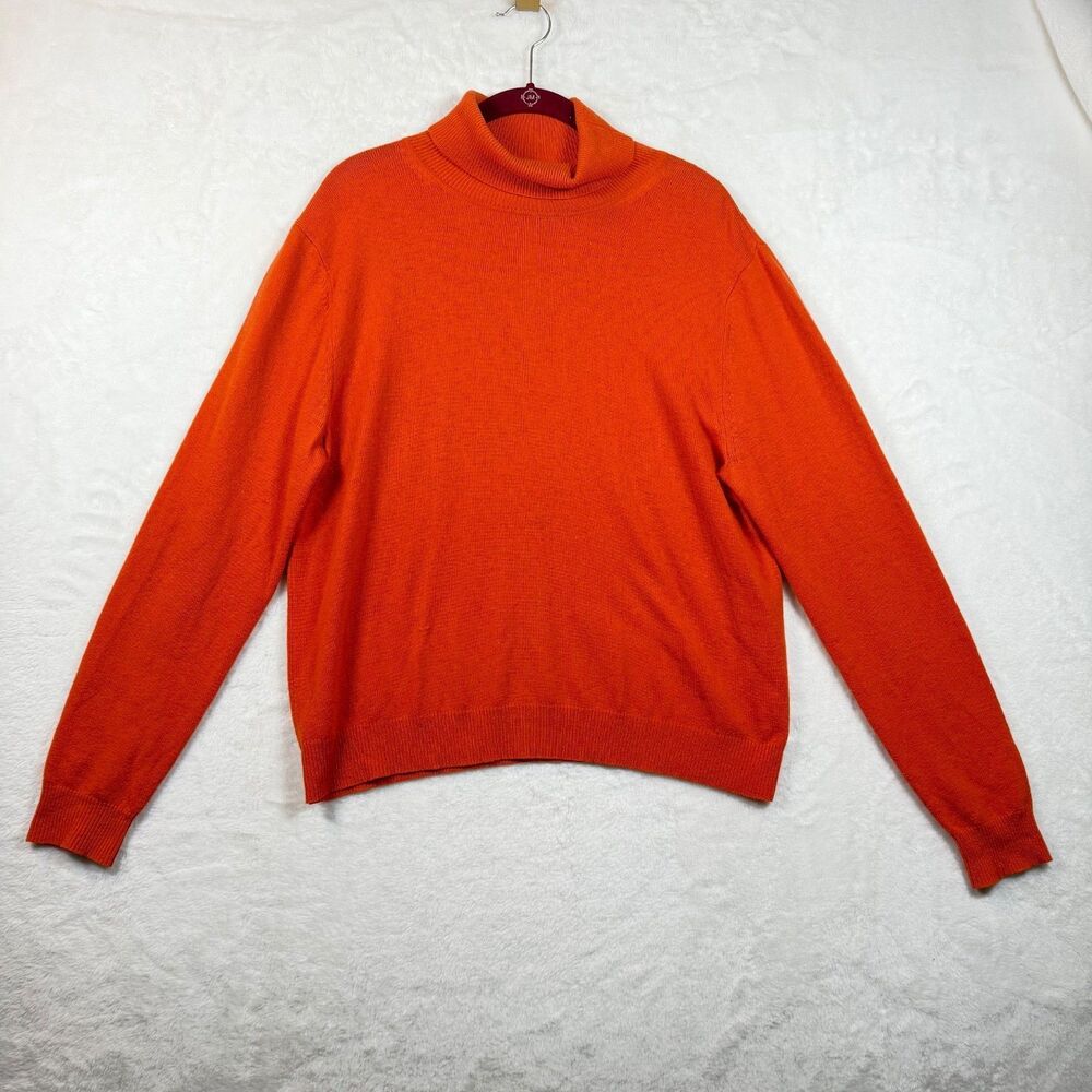 Vintage Country Shop 100% Cashmere Turtleneck Sweater Women L Orange Hong Kong